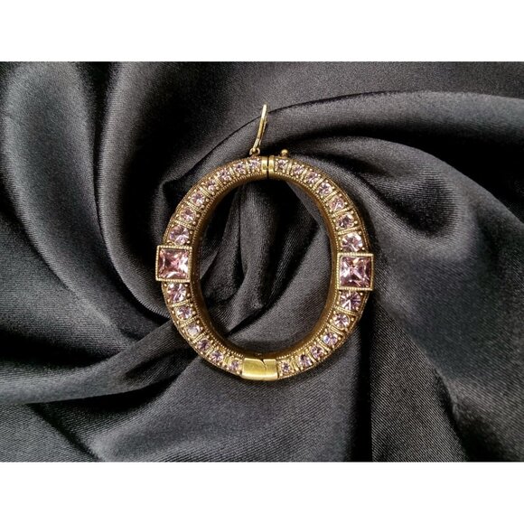 Rare Find Heidi Daus Signed Pendant Scarf Ring Buckle Purple Crystals - Picture 2 of 5